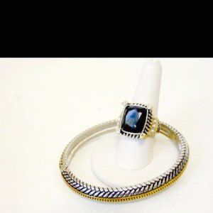 Emma Skye Stainless steel Bangle and Black Crystal Glass Ring